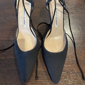 Manolo Blahnik Satin Tie Pumps